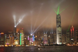 Skyline of Hong Kong on New Year's Eve