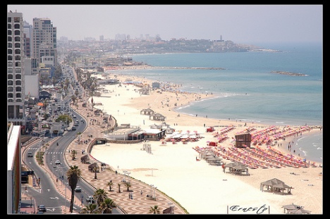 Skyline and beachview in Tel Aviv, Israel.  